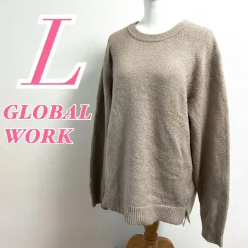 GLOBAL WORK 베이지 긴팔 니트 스웨터 L 크루넥