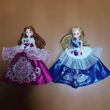 패션 인형 2체 세트 핑크와 파랑