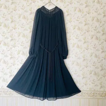 블랙 롱 원피스 프린지 벨트 포함