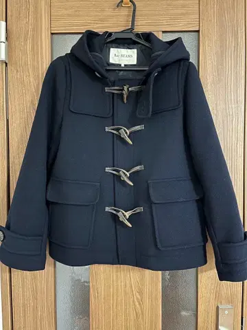 레이빔즈 숏 더플 코트 하프 기장 후드 부착 울 네이비