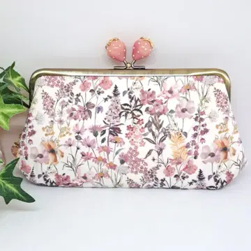 모자 가마구치 장지갑 리버티 파리 메도우 딸기 입구 핑크