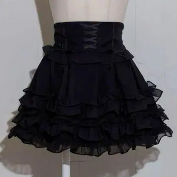 pium 피움 코르셋 볼륨 프릴 스커트 블랙