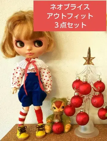 파랑+빨간색 도트 네오 브라이스 아웃핏 3점 세트