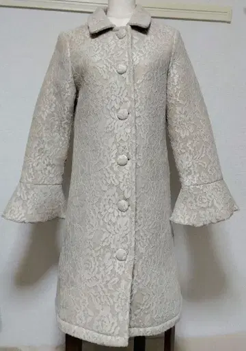 이탈리아제 에모츠이오니 다 마레 공주 소매 전체 레이스 울 롱 코트