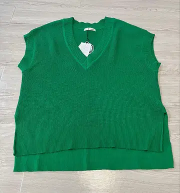 세탁기 OK 니트 베스트 그린 프리 사이즈