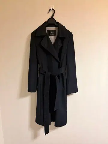 INED 캐시미어 100% 롱 코트 블랙