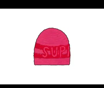 SUP 로고 니트 모자 핑크