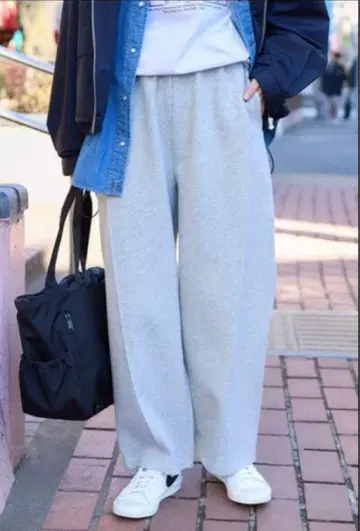 FREAK'S STORE 본딩 커브 와이드 스웨트 팬츠