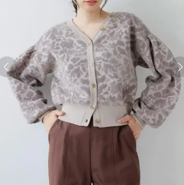 LADYMADE 벨로아 자카드 2WAY 니트 가디건 베이지