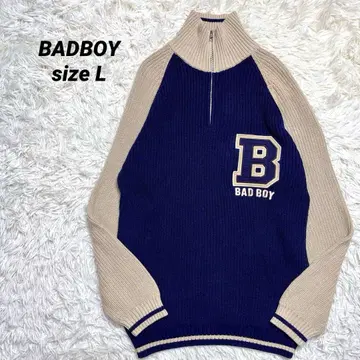 BADBOY 하프 지퍼 니트 L 로우 게이지 배드보이 코튼