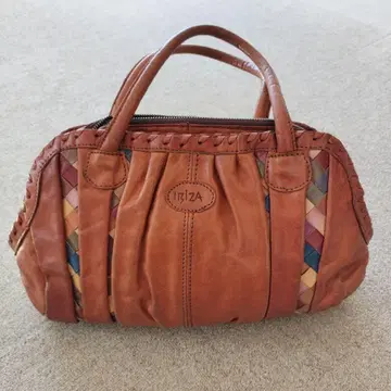 IBIZA 이비사 핸드백 뜨개질 가죽 브라운 멀티 컬러 천연 가죽