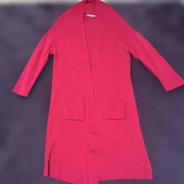 블루 아이벡스 빨간색 캐시미어 롱 가디건