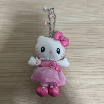 USJ 헬로키티 봉제 인형 키링 핑크