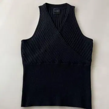 미사용 캐시미어 100 블랙 리브 크로스 니트 베스트