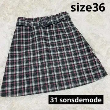새상품급 31sonsdemode 타이트 미니 스커트 타탄 체크 블랙