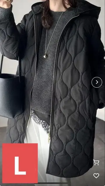 미 실루엣 3way 퀼팅 후드 코트 블랙 38 에마 테일러