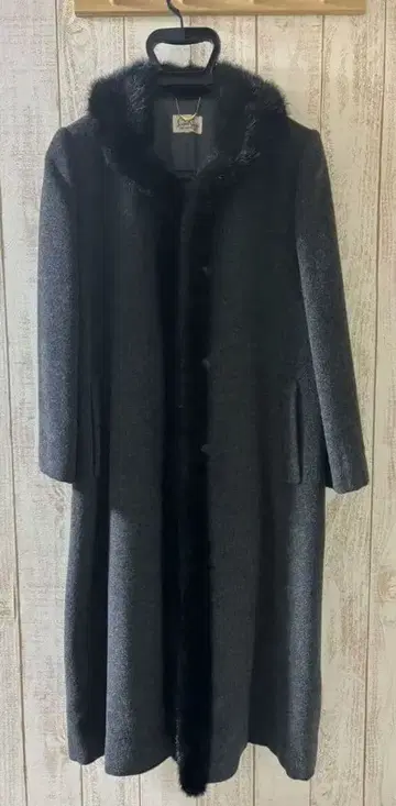 새상품급 ISETAN 그레이 후드 부착 롱 코트 관혼상제 고급 고급