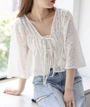 Chico 레이스 2way 가디건 블라우스