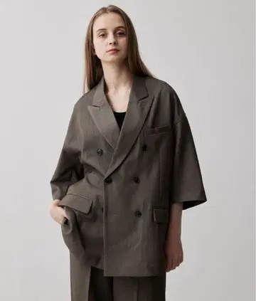 [ CLEL ] 백 브러쉬드 TR 더블 브레스트 반팔 테일러드 자켓