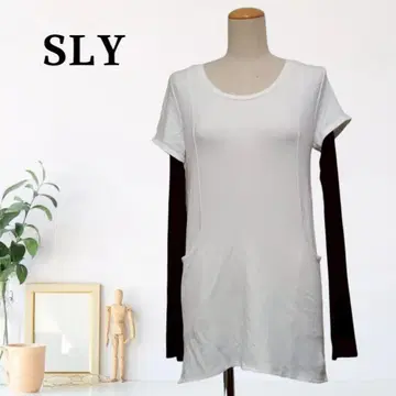 zB519 [ S ] SLY 레이어드 스타일 티셔츠 심 디자인 라운드넥