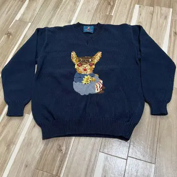 남성용 카네코 이사오 토끼 니트 네이비