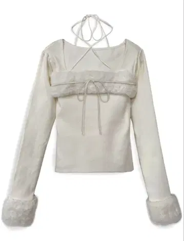 퍼 홀터넥 리본 니트탑[ru1387] 아이보리