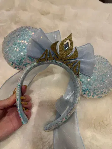 홍콩 한정판 Disneyland 스카이블루 스팽글 머리띠 안나
