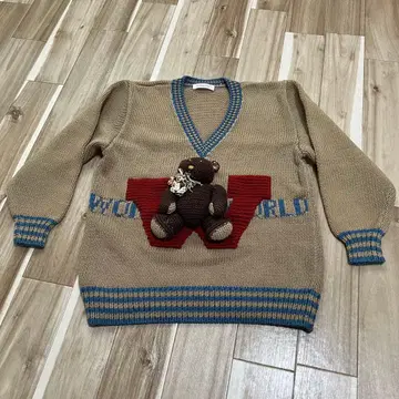 원더풀 월드 곰 모티브 니트 베이지