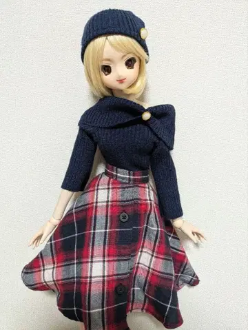 DD 돌피드림 네이비 x 빨간색 체크 의류 핸드메이드