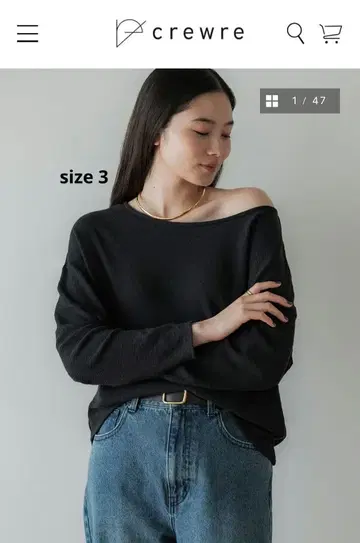 crewre 2way 러프인레 보트넥 롱T size3