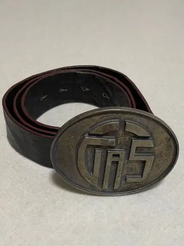 GAS 이탈리아제 가죽 벨트 엠보싱 버클 블랙