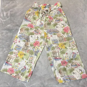 Mademoiselle NON NON 하와이안 프린트 와이드 팬츠