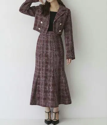 리젝시 트위드 더블 숏 자켓 트위드 머메이드 스커트