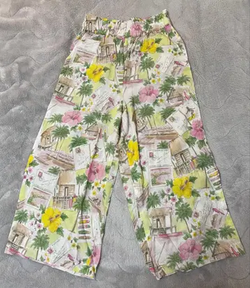 Mademoiselle NON NON 하와이안 프린트 와이드 팬츠