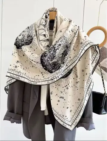 새상품 캐시미어 실크 대형 스톨 양면 리버서블 캐시미어 실크