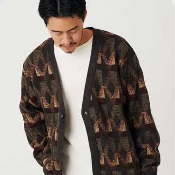 INHERIT 오버 사이즈 자카드 지오메 가디건