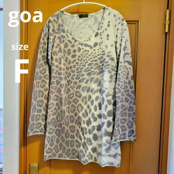 goa 고아 레오파드 무늬 긴팔 V넥 상의 일본제 F