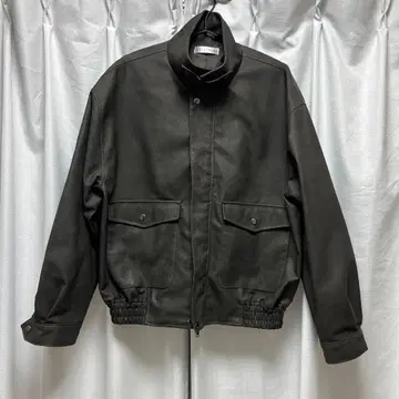 블루종 아우터 충전솜 빈티지 PU 인조 가죽 숏 기장 블루종