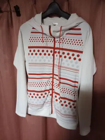 adidas 후드 부착 후드티 화이트/레드