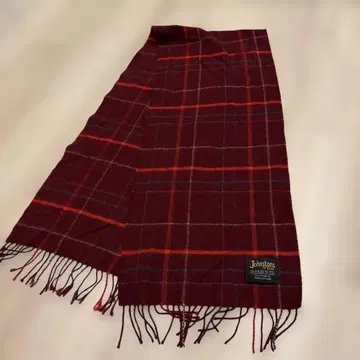 Johnstons  버건디 체크 무늬 머플러