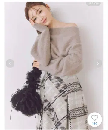 SNIDEL 폭스 알파카 오프숄더 풀오버 BRW 브라운