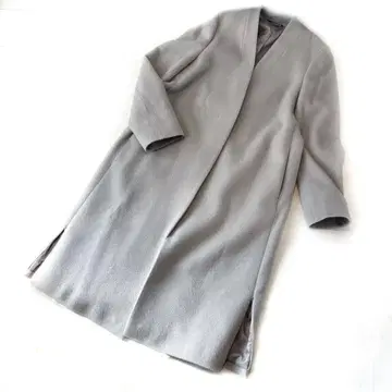 새상품급 LES MUES V넥 노카라 롱 코트 S 울 혼방