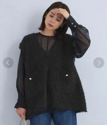 green label relaxing 트위드 니트 베스트