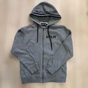 REPLAY 남성용 그레이 후드티 후드 부착 M