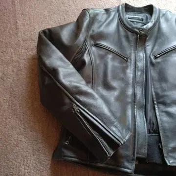 블랙 가죽 라이더 자켓