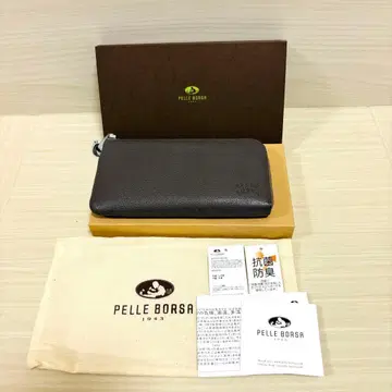 PELLE BORSA 그레이 가죽 장지갑