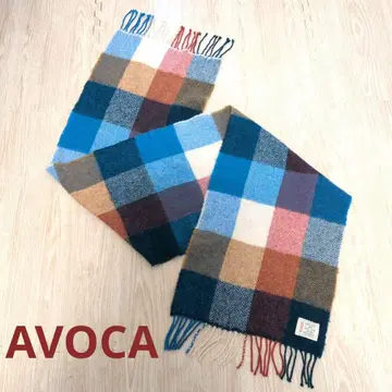 AVOCA 체크 무늬 머플러 100% 울