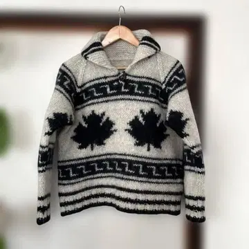 레어 90s 빈티지 코위찬 니트 스웨터 메이플 리프 캐나다 M