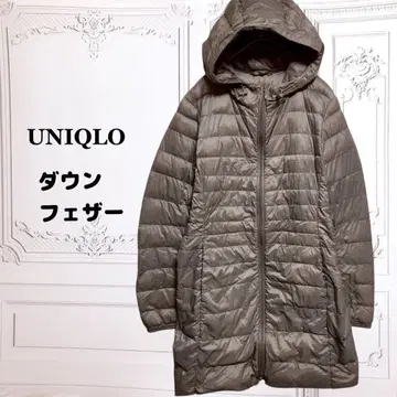 [ 유니클로 ] 다운 자켓 페더 [ L ] 다크 베이지 경량 집업