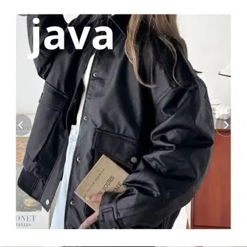 Java 블랙 인조 가죽 오버 사이즈 자켓 M